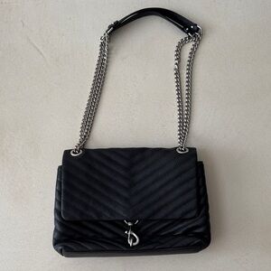 Rebecca Minkoff Eddie Quilted Chain Shoulder Bag – Black